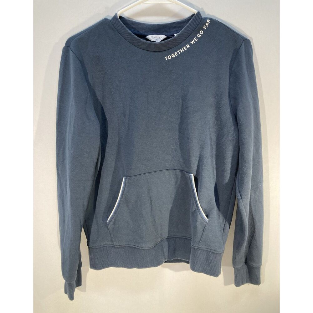 Peloton Elevate Pocket Crewneck Pullover XS Gray Blue Together We Go Far